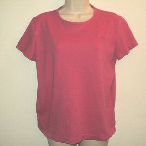 Liz Claiborne Top Size L Hot Pink Short Sleeves Cotton Rounded Neckline